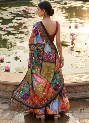 Decorative Print Satin Semi Stitched Lehenga Choli & Unstitched Blouse With Dupatta 3