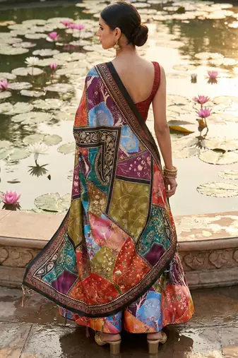 Decorative Print Satin Semi Stitched Lehenga Choli & Unstitched Blouse With Dupatta