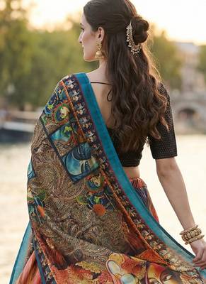 Rainbow Print Satin Semi Stitched Lehenga Choli & Unstitched Blouse With Dupatta 3