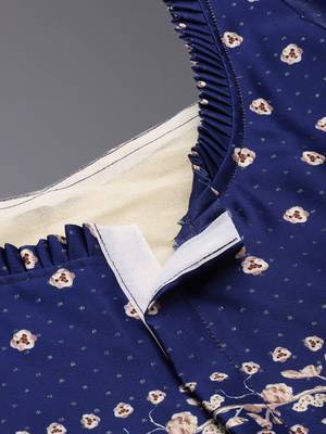 Ethnic Motif Print Satin Semi Stitched Multi Color Croptop & Unstitched Blouse 5