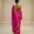 Pink embroidered organza saree set