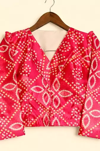 Radha Krishna Print Satin Semi Stitched Multi Color Croptop & Unstitched Blouse