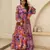 Multicolor digital printed air tex chinon traditional anarkali gown
