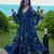 Blue digital printed georgette traditional anarkali gown