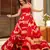 Red digital printed rayon traditional anarkali gown