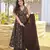 Coffee digital printed maslin traditional gown set with dupatta