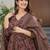 Brown digital printed maslin traditional gown set with dupatta