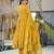 Yellow digital printed maslin traditional gown set with dupatta