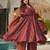 Maroon digital printed maslin traditional gown set with dupatta