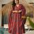 Maroon digital printed maslin traditional gown set with dupatta