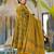 Mustard digital printed maslin traditional gown set with dupatta