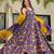 Purple digital printed silk traditional anarkali gown with dupatta