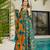 Teal digital printed silk traditional anarkali gown with dupatta