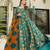 Teal digital printed silk traditional anarkali gown with dupatta