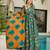 Teal digital printed silk traditional anarkali gown with dupatta