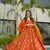 Orange digital printed silk traditional anarkali gown with dupatta