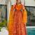 Orange digital printed silk traditional anarkali gown with dupatta