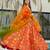 Orange digital printed silk traditional anarkali gown with dupatta