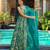 Teal digital printed silk traditional anarkali gown with dupatta