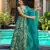 Teal digital printed silk traditional anarkali gown with dupatta
