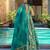 Teal digital printed silk traditional anarkali gown with dupatta