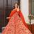 Red digital printed silk traditional anarkali gown with dupatta