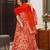 Red digital printed silk traditional anarkali gown with dupatta