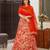Red digital printed silk traditional anarkali gown with dupatta