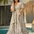 Grey digital printed rayon traditional anarkali gown