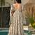 Grey digital printed rayon traditional anarkali gown