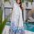 White digital printed rayon traditional anarkali gown with dupatta