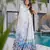 White digital printed rayon traditional anarkali gown with dupatta
