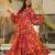 Multicolor digital printed airtex chinon traditional anarkali gown