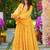 Yellow digital printed georgette traditional anarkali gown