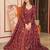 Maroon digital printed muslin traditional anarkali gown with shrug