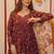 Maroon digital printed muslin traditional anarkali gown with shrug