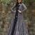 Black digital printed muslin traditional anarkali gown with shrug