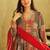 Red digital printed rayon traditional anarkali gown with dupatta