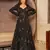 Black digital printed rayon traditional anarkali gown