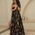 Black digital printed rayon traditional anarkali gown