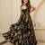 Black digital printed rayon traditional anarkali gown