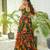 Multicolor digital printed rayon traditional anarkali gown