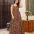 Brown digital printed rayon traditional anarkali gown