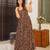 Brown digital printed rayon traditional anarkali gown