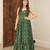 Bottle green digital printed rayon traditional anarkali gown