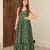 Bottle green digital printed rayon traditional anarkali gown