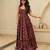 Purple digital printed rayon traditional anarkali gown
