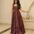 Purple digital printed rayon traditional anarkali gown