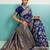 Blue  soft banarasi silk saree with meenakari floral jaal weaving