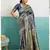 teal silk saree with woven meenakari floral rama blouse work